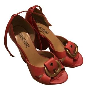 Colin Stuart Red Buckle Platform Wedge 8